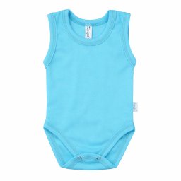 Kynga ciánkék ujjatlan baba body 98