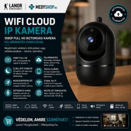 Cloud-kamera 1080P WiFi biztonsági kamera felhőmentés funkcióval mozgásérzékeléssel - Fekete