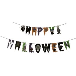 Happy Halloween figurás, papír fűzér 3 m