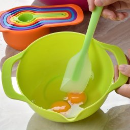 10db/Szett Kevertl, Sznes mrpohr s kanalak, Saltstl kszlet, Manyag mrpoharak kszlet, Stedny, Konyhai mrszr