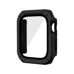 Apple Watch 1-3 (38 mm), Műanyag védőkeret, kijelzővédő felülettel, közepesen ütésálló, szíj nélkül, fekete