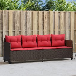 vidaXL barna polyrattan napozóágy párnával