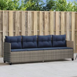 vidaXL szürke polyrattan napozóágy párnával