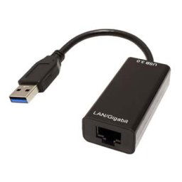 USB/LAN adapter (3.0), USB A csatlakozó - RJ45 csatlakozó, fekete, Gigabit Ethernet