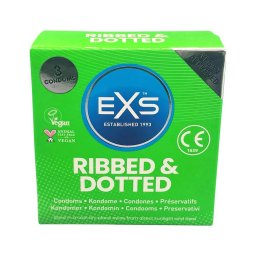 EXS Ribbed, Dotted and Flared - pontozott óvszer (3 db)