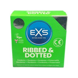 EXS Ribbed, Dotted and Flared - pontozott óvszer (3db)