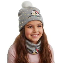 Minnie egér téli kötött sapka és körsál,snood szett