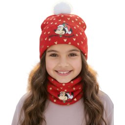 Minnie egér téli kötött sapka és körsál,snood szett