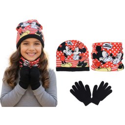 Minnie egér téli kötött sapka, körsál,snood kesztyű szett