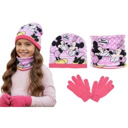 Minnie egér téli kötött sapka, körsál,snood kesztyű szett