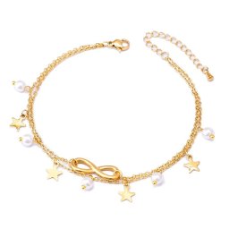 Infinity, kétsoros nemesacél bokalánc gyöngyökkel