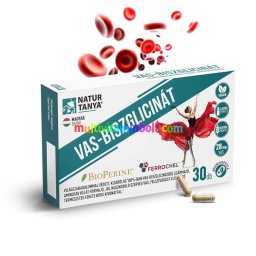 VAS-BISZGLICINÁT - Világszabadalommal védett szerves vas és BioPerine (fekete bors kivonat) - 30 kapszula - Natur Tanya