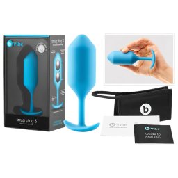 b-Vibe Snug Plug 3 - dupla golyós butt plug (180 g, kék)