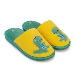 Dínós textil házi papucs sárga-zöld