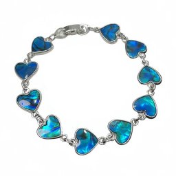 Szív díszes női karkötő, pávakagyló berakással