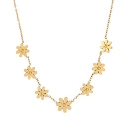 Daisy virágos nemesacél nyaklánc - arany