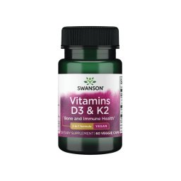 Swanson D3 + K2 vitaminok - 60 db növényi (vegán) kapszula