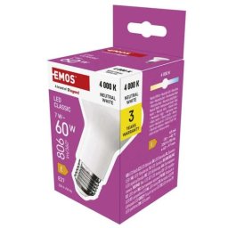 Emos LED izzó Classic R63 / E27 / 7 W (60 W) / 806 lm / Természetes fehér ZQ7E43 1525733487