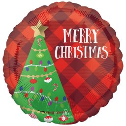 Merry Christmas Plaid fólia lufi 45 cm