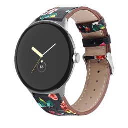 LEATHER Bőrszíj Google Pixel Watch / Pixel Watch 2 / Pixel Watch 3 41mm RED FLOWER számára