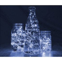 Vízálló 20 micro LED-es elemes időzíthető, palack dekor fényfüzér, tündérfény, hideg fehér, 2 m