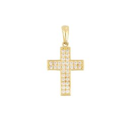 Kétsoros sokköves kereszt medál 14 kt, 1 g