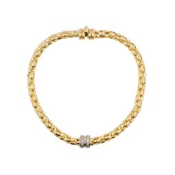 Popcorn fantázia karlánc 14 kt, 21 cm 9,10 g