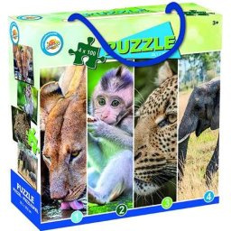 Szafari Puzzle 4 az 1 ben 4X 100 db-os