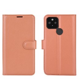 LITCHI Wallet borító Google Pixel 4a 5G barna