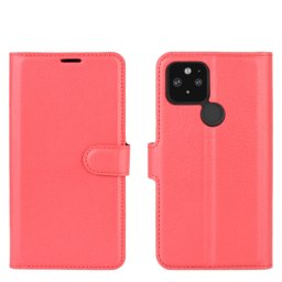 LITCHI Wallet borító Google Pixel 4a 5G piros
