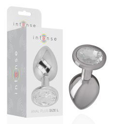 INTENSE – prémium fém anál plug ezüst kristállyal, L méret