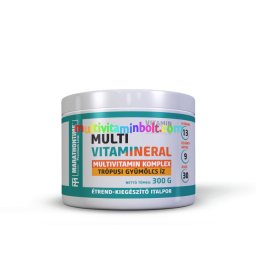 Multivitamin italpor 13 vitaminnal, 10 ásványi anyaggal, Steviával Trópusi gyümölcs íz 300g - Marathontime