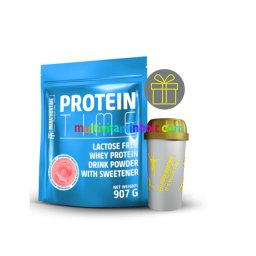 Protein Time Laktázenzimmel Dúsított fehérje fehér csokoládé - eper íz 907 g - Marathontime