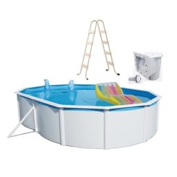 Steinbach Nuovo de Luxe 550x366x120cm fémpalástos medence, 0,4mm fólia, szkimmer és létra 011251
