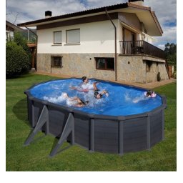 Gre Graphite 5x3x1,2m fémfalas ovális medence 0,3mm fólia P500GF