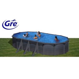 Gre Graphite 7,3x3,75x1,2m fémfalas ovális medence 0,3mm fólia P730GF