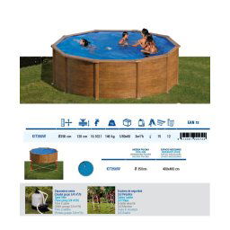 Gre famintás 350x120cm kör medence 0,3mm fóliával, homokszűrővel, létrával, kiegészítőkkel KIT350W