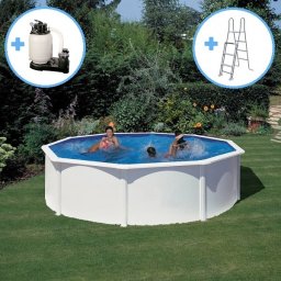 Gre fehér 350x120cm kör medence 0,3mm fóliával, homokszűrővel, létrával, kiegészítőkkel KIT350ECO