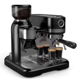 Klarstein Bella Café Karos kávéfőző, Vintage, daráló, 20 bar, Tejhabosító, Nyomásmérő, 1550 W (TK57-BellaCafePressB)
