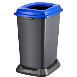 Planet Szelektív hulladékgyűjtő konténer, műanyag, nyitott fedeles, kék, 50L