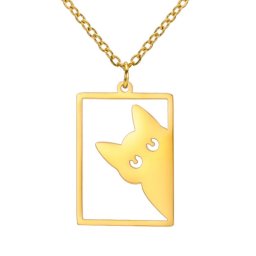 Cicás, négyzetes nemesacél medál nyakláncon - 18k arany