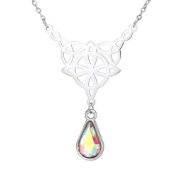 Wicca nemesacél nyaklánc AB csepp kristállyal