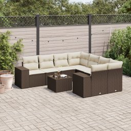 vidaXL 9 részes barna polyrattan kerti ülőgarnitúra párnákkal