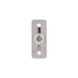 ON-OFF kapcsoló világító LED-el, 35mm széles INOX pajzson PBK-B-19L-NONC-rdgn