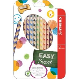 STABILO Színes ceruza készlet, háromszögletű, balkezes, STABILO "EasyColours", 12 különböző szín