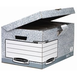 FELLOWES Csapófedeles archiválókonténer, "BANKERS BOX(R) SYSTEM by FELLOWES(R)", szürke