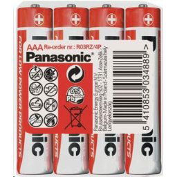 PANASONIC cink-szén akkumulátorok vörös cink R03RZ / 4P AAA 1,5 V (zsugorodás 4db)