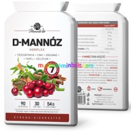 D-mannóz kapszula 90 db, D-mannózt, tőzegáfonya kivonat, oregánó levél, bambusz és fahéj kivonat, cink és probiotikum - Mannavita