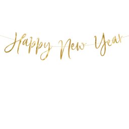 Banner, Happy new year, arany, 66cm hosszú