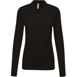 Kariban galléros hosszú ujjú Női piké póló KA257, Black-XS